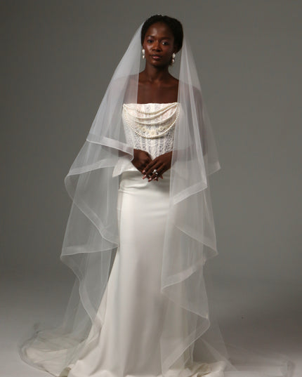 Two Tier Horsehair Veil Long Cathedral Bridal Veil