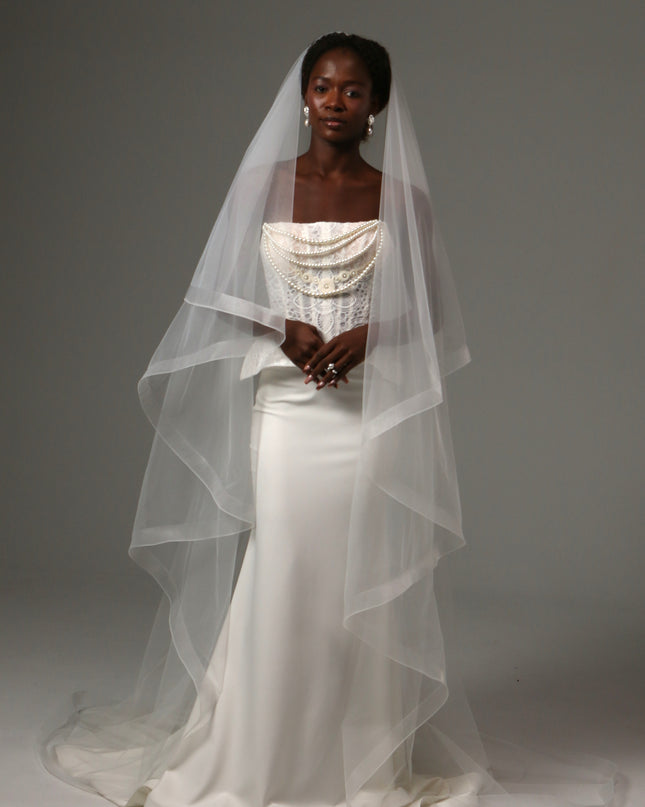 Two Tier Horsehair Veil Long Cathedral Bridal Veil