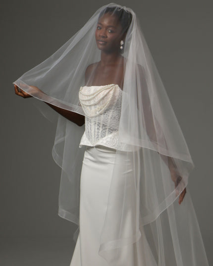 Two Tier Horsehair Veil Long Cathedral Bridal Veil