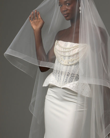 Two Tier Horsehair Veil Long Cathedral Bridal Veil