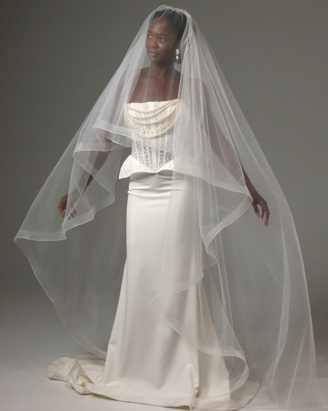 Two Tier Horsehair Veil Long Cathedral Bridal Veil