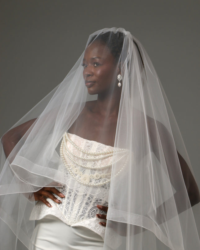 Two Tier Horsehair Veil Long Cathedral Bridal Veil