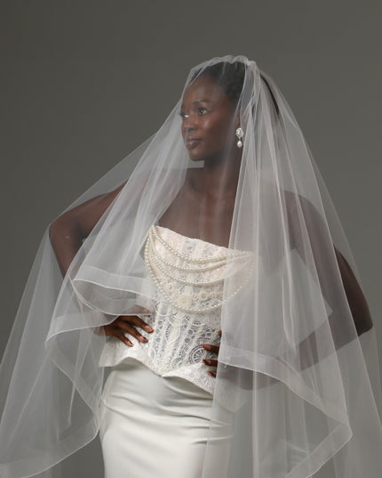 Two Tier Horsehair Veil Long Cathedral Bridal Veil