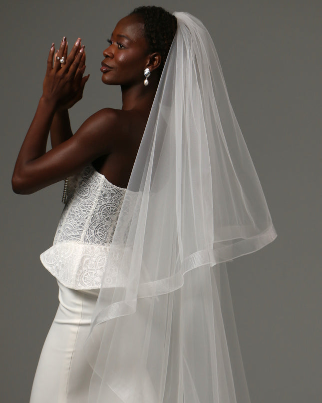 Two Tier Horsehair Veil Long Cathedral Bridal Veil