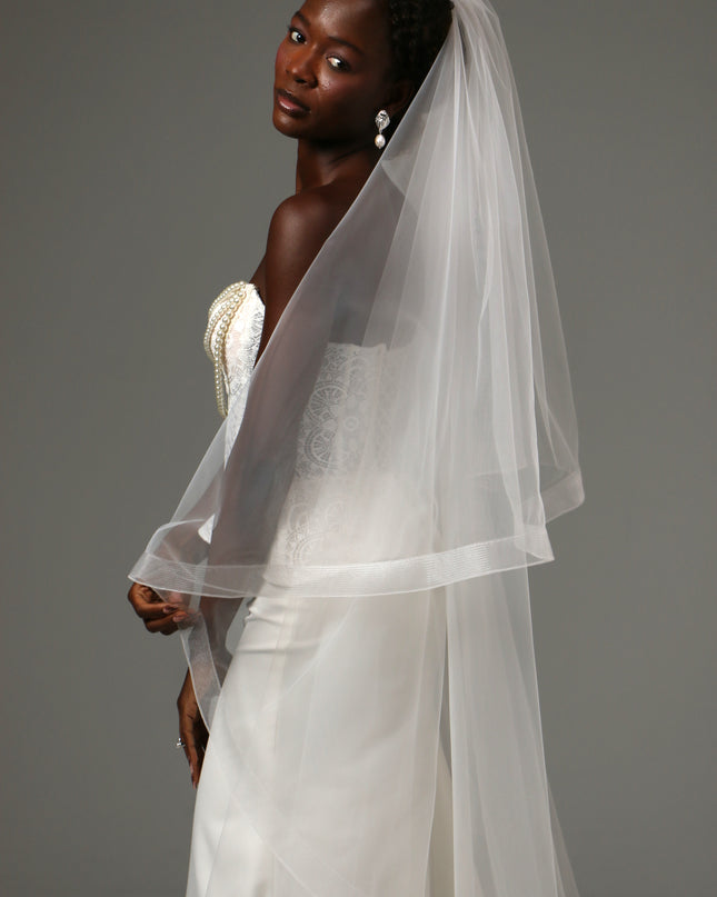 Two Tier Horsehair Veil Long Cathedral Bridal Veil