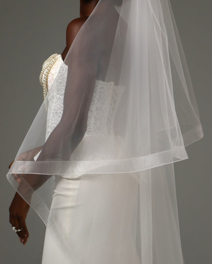 Two Tier Horsehair Veil Long Cathedral Bridal Veil