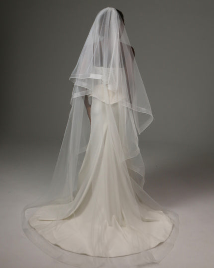 Two Tier Horsehair Veil Long Cathedral Bridal Veil