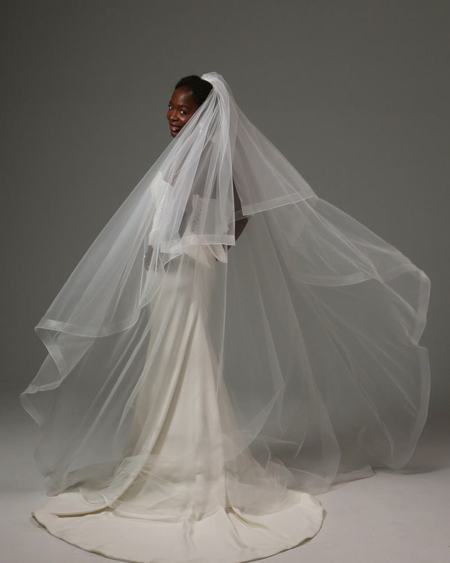 Two Tier Horsehair Veil Long Cathedral Bridal Veil