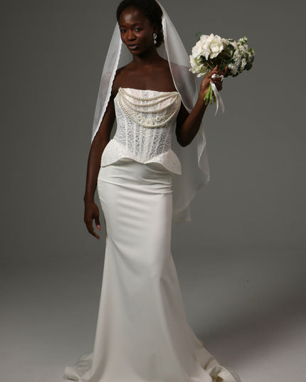 Dotted Lace Edge Fingertip Wedding Veil Soft Tulle Veil