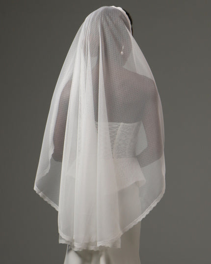 Dotted Lace Edge Fingertip Wedding Veil Soft Tulle Veil