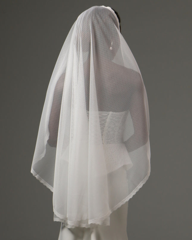 Dotted Lace Edge Fingertip Wedding Veil Soft Tulle Veil