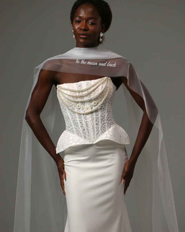 Personalized Bridal Scarf Custom Wedding Tulle Wrap