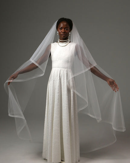 Two Tier Waltz Veil With Horsehair Edge Soft Tulle Veil