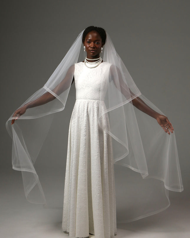 Two Tier Waltz Veil With Horsehair Edge Soft Tulle Veil