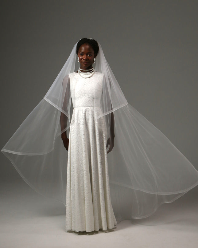 Two Tier Waltz Veil With Horsehair Edge Soft Tulle Veil