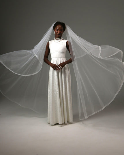 Two Tier Waltz Veil With Horsehair Edge Soft Tulle Veil