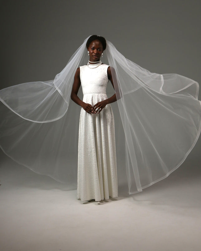 Two Tier Waltz Veil With Horsehair Edge Soft Tulle Veil