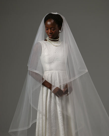 Two Tier Waltz Veil With Horsehair Edge Soft Tulle Veil