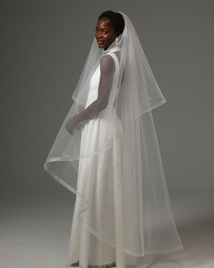Two Tier Waltz Veil With Horsehair Edge Soft Tulle Veil