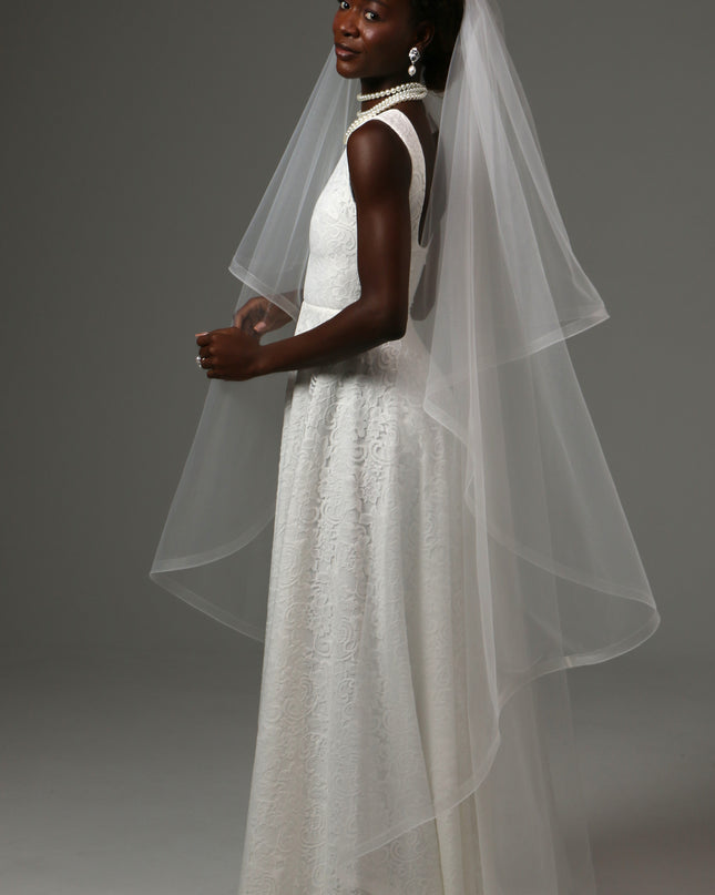 Two Tier Waltz Veil With Horsehair Edge Soft Tulle Veil