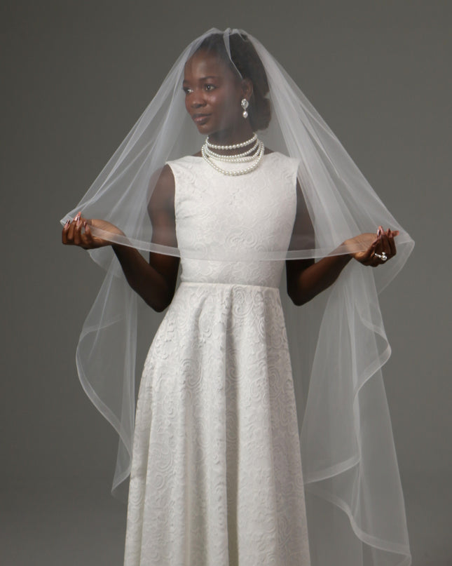 Two Tier Waltz Veil With Horsehair Edge Soft Tulle Veil