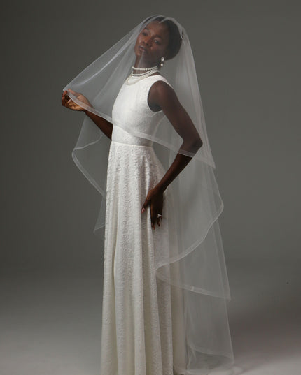 Two Tier Waltz Veil With Horsehair Edge Soft Tulle Veil