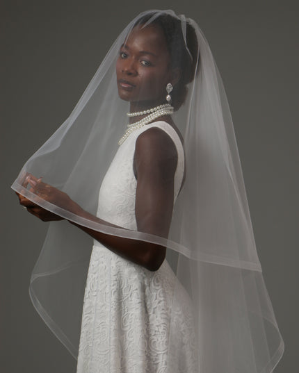 Two Tier Waltz Veil With Horsehair Edge Soft Tulle Veil