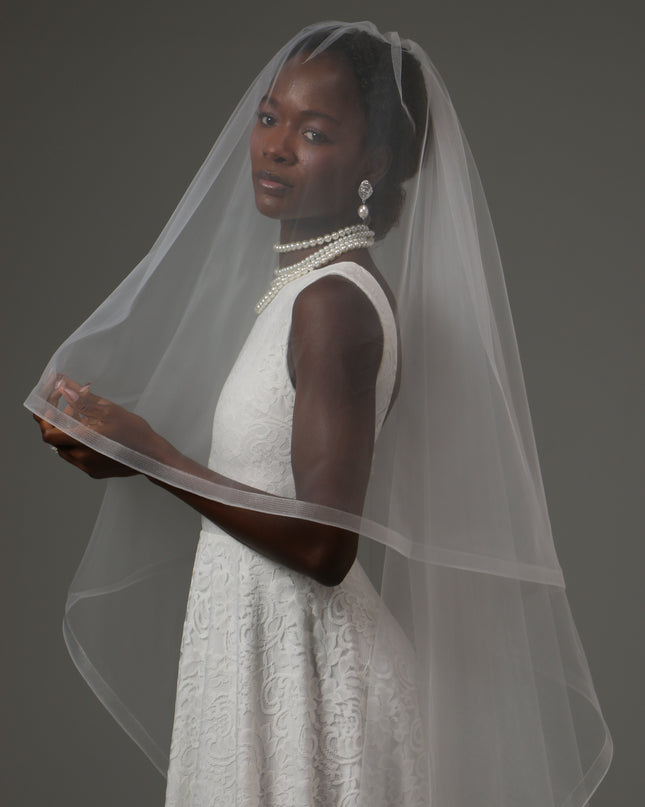 Two Tier Waltz Veil With Horsehair Edge Soft Tulle Veil