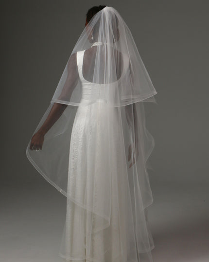 Two Tier Waltz Veil With Horsehair Edge Soft Tulle Veil