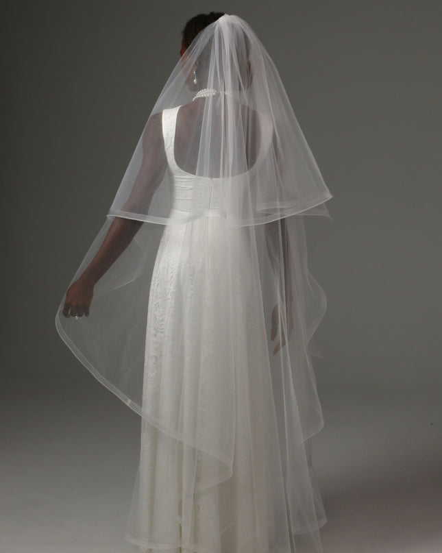 Two Tier Waltz Veil With Horsehair Edge Soft Tulle Veil