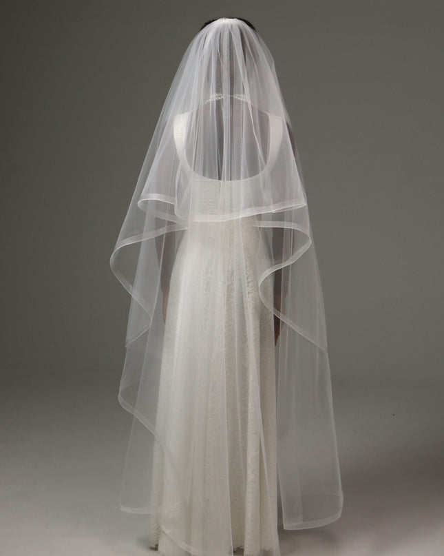 Two Tier Waltz Veil With Horsehair Edge Soft Tulle Veil