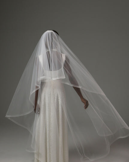 Two Tier Waltz Veil With Horsehair Edge Soft Tulle Veil