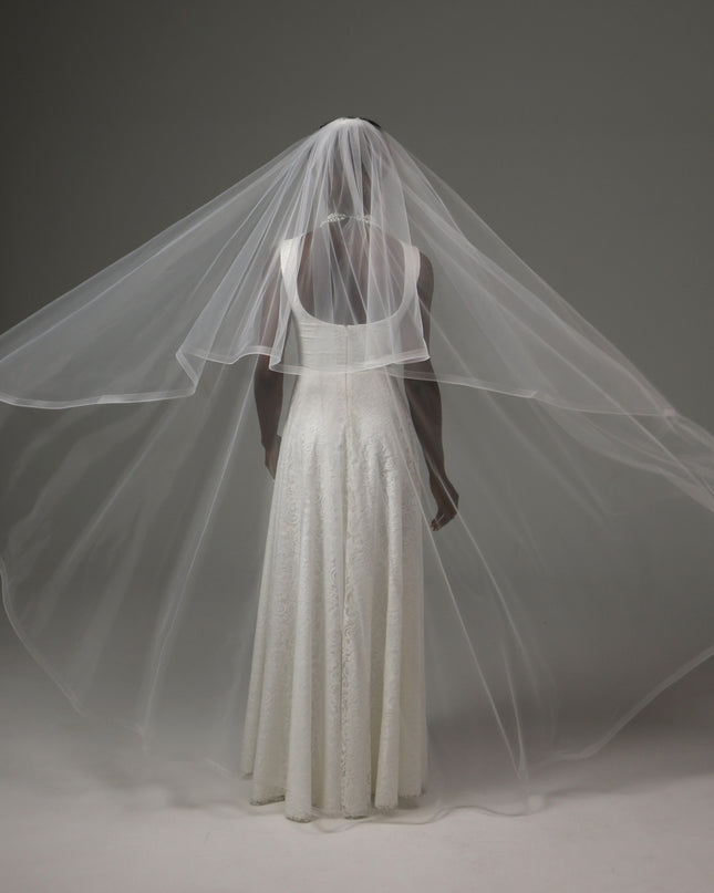 Two Tier Waltz Veil With Horsehair Edge Soft Tulle Veil