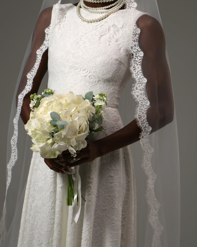 Mantilla Cathedral Wedding Veil Lace Edge Soft Tulle