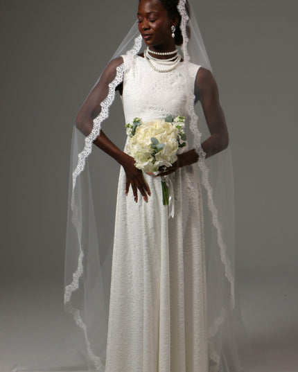 Mantilla Cathedral Wedding Veil Lace Edge Soft Tulle