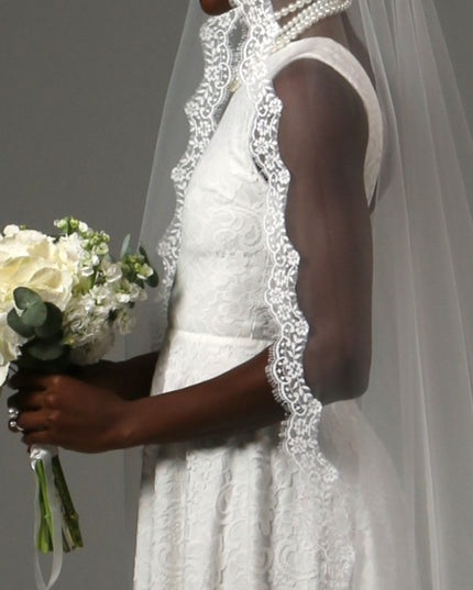 Mantilla Cathedral Wedding Veil Lace Edge Soft Tulle