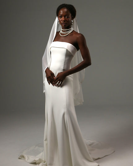 Dotted Lace Edge Fingertip Wedding Veil Soft Tulle Veil