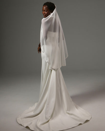 Dotted Lace Edge Fingertip Wedding Veil Soft Tulle Veil