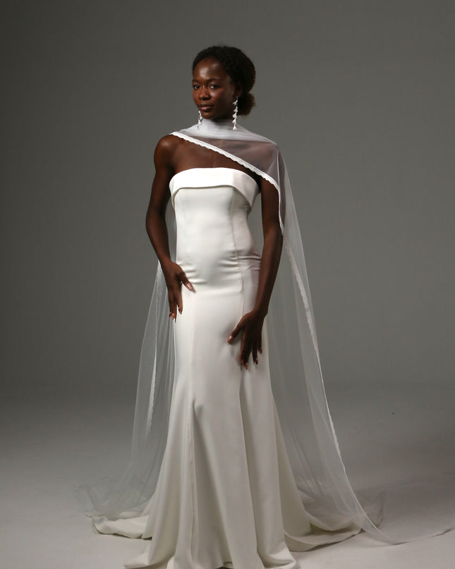 Lace Edge Bridal Scarf Veil Long Tulle Wedding Wrap