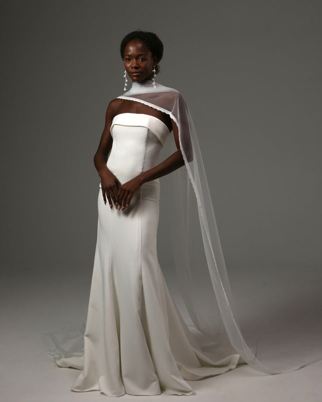 Lace Edge Bridal Scarf Veil Long Tulle Wedding Wrap