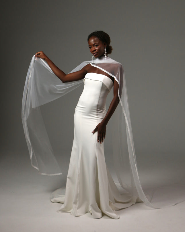Lace Edge Bridal Scarf Veil Long Tulle Wedding Wrap