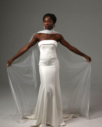 Lace Edge Bridal Scarf Veil Long Tulle Wedding Wrap