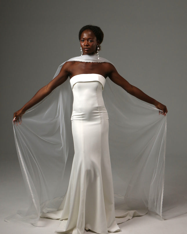 Lace Edge Bridal Scarf Veil Long Tulle Wedding Wrap
