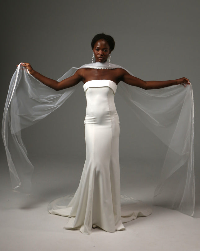 Lace Edge Bridal Scarf Veil Long Tulle Wedding Wrap