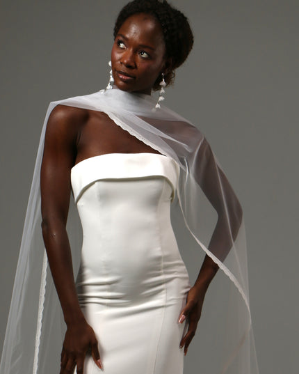 Lace Edge Bridal Scarf Veil Long Tulle Wedding Wrap