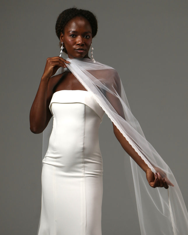 Lace Edge Bridal Scarf Veil Long Tulle Wedding Wrap