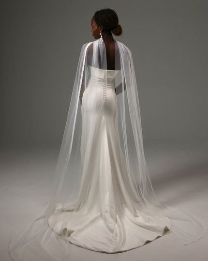 Lace Edge Bridal Scarf Veil Long Tulle Wedding Wrap