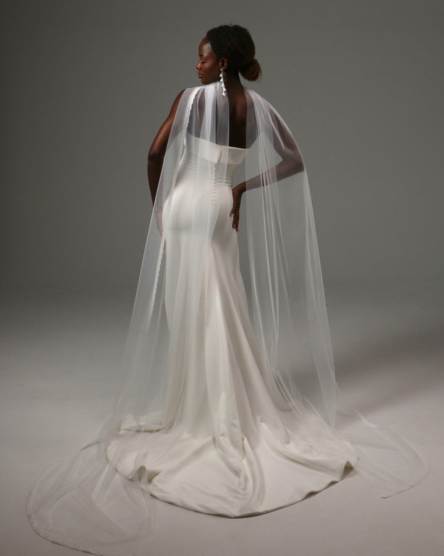Lace Edge Bridal Scarf Veil Long Tulle Wedding Wrap