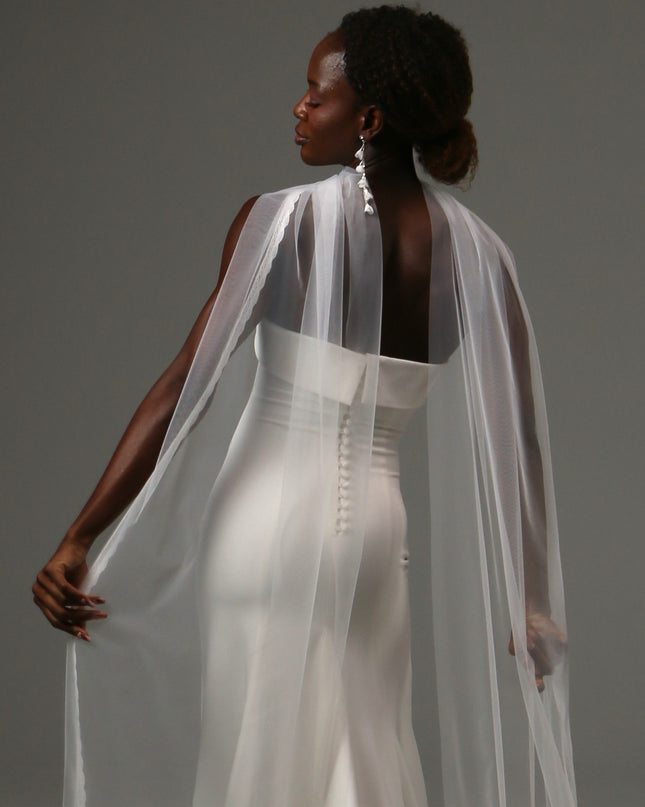 Lace Edge Bridal Scarf Veil Long Tulle Wedding Wrap