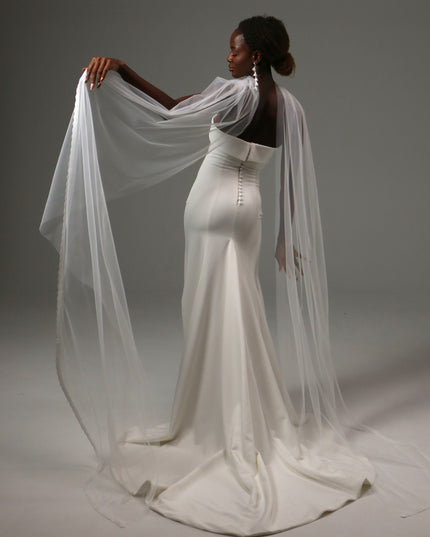 Lace Edge Bridal Scarf Veil Long Tulle Wedding Wrap